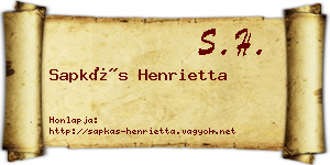 Sapkás Henrietta névjegykártya